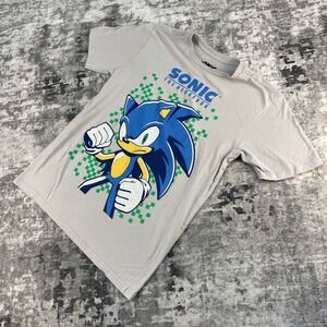 Sonic Kids Size 8 Graphic T-shirt Grey Gaming Character SEGA Tee